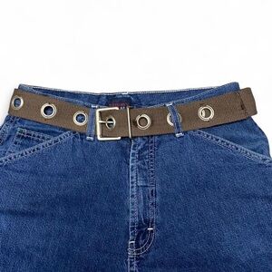 Y2K canvas multi ring brown and silver belt